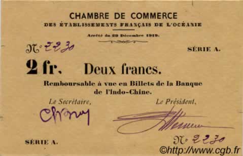 2 Francs OCÉANIE  1919 P.06 pr.NEUF