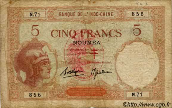 5 Francs NEW HEBRIDES  1941 P.04b VG