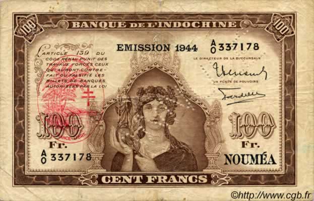 100 Francs NOUVELLES HÉBRIDES  1945 P.12 B+