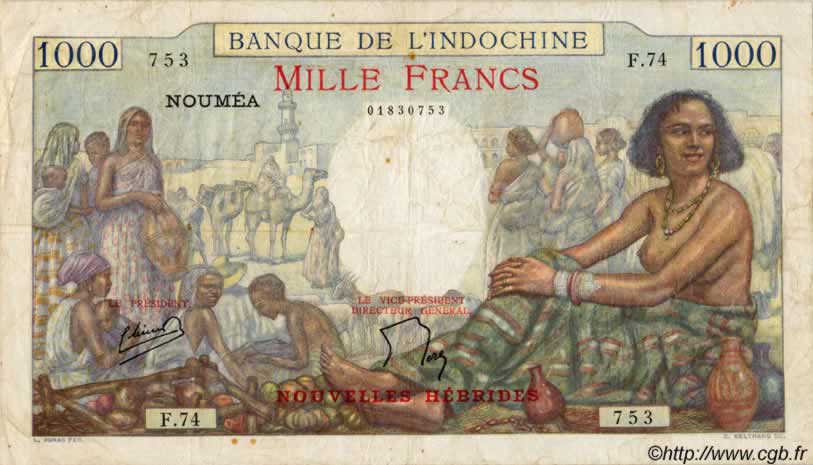 1000 Francs NOUVELLES HÉBRIDES  1941 P.15 TB+