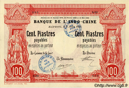 100 Piastres - 100 Piastres INDOCHINE FRANÇAISE Haïphong 1903 P.012s SUP