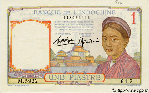 1 Piastre INDOCHINE FRANÇAISE  1936 P.054b pr.NEUF