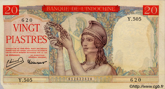 20 Piastres INDOCHINE FRANÇAISE  1949 P.081 TTB+