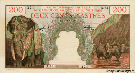 200 Piastres - 200 Dong INDOCHINE FRANÇAISE  1954 P.109 SUP