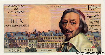 10 Nouveaux Francs RICHELIEU FRANCE  1960 F.57.09 pr.NEUF