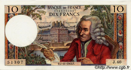 10 Francs VOLTAIRE FRANCE  1963 F.62.05 NEUF