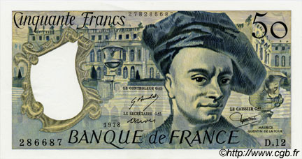 50 Francs QUENTIN DE LA TOUR FRANCE 1978 F.67.03 UNC