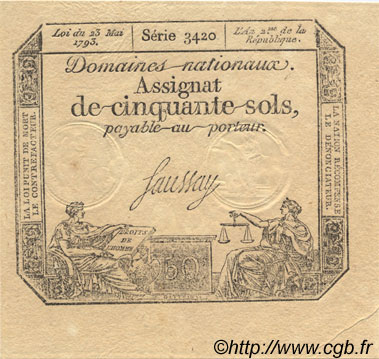 50 Sols FRANCE  1793 Laf.167 pr.NEUF