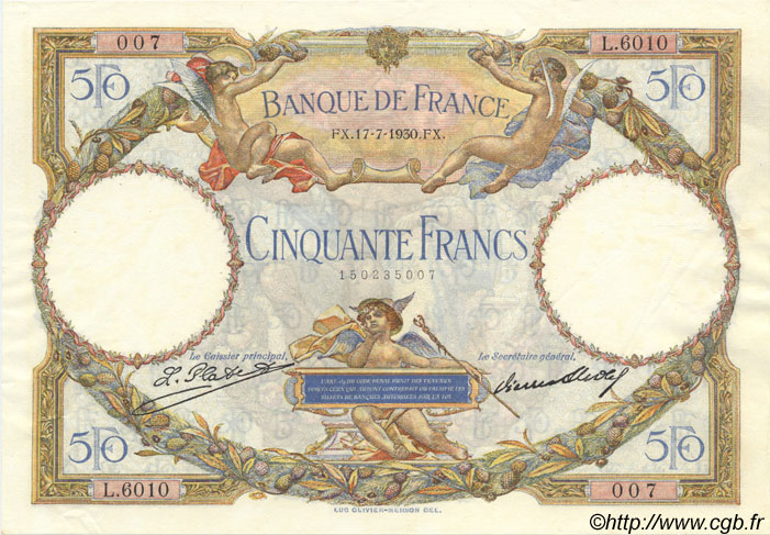50 Francs LUC OLIVIER MERSON FRANCE  1930 F.15.04 pr.SPL