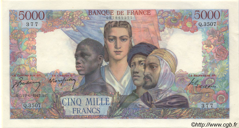 5000 Francs EMPIRE FRANÇAIS FRANCE  1947 F.47.60 SUP+