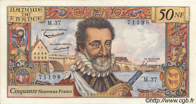 50 Nouveaux Francs HENRI IV FRANCE  1959 F.58.04 SPL