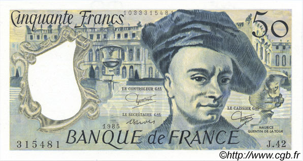 50 Francs QUENTIN DE LA TOUR FRANCE  1985 F.67.11 NEUF