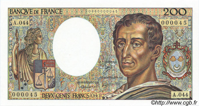 200 Francs MONTESQUIEU FRANCE  1984 F.70.07 NEUF