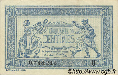 50 Centimes TRÉSORERIE AUX ARMÉES 1919 FRANCE  1919 VF.02.04 SUP à SPL
