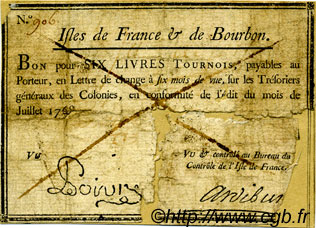 6 Livres Tournois Poivre ISLES DE FRANCE ET BOURBON  1768 P.A16 B