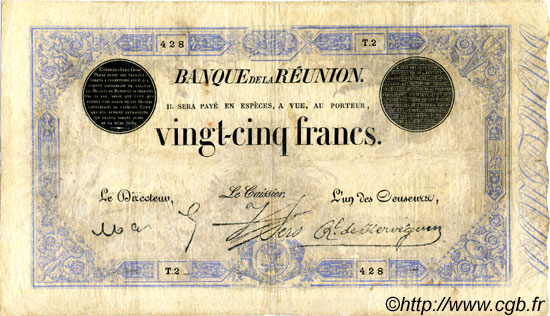 25 Francs ÎLE DE LA RÉUNION  1913 P.18 TB+