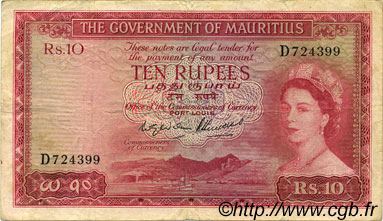 10 Rupees ÎLE MAURICE  1954 P.28 TB+