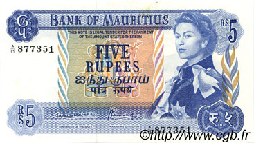 5 Rupees ÎLE MAURICE  1970 P.30b SUP à SPL
