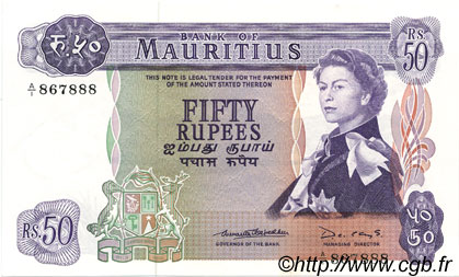 50 Rupees ÎLE MAURICE  1967 P.33b pr.NEUF