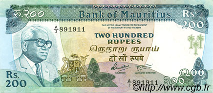 200 Rupees ÎLE MAURICE  1985 P.39b NEUF