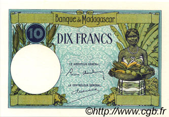 10 Francs MADAGASCAR  1947 P.036s FDC