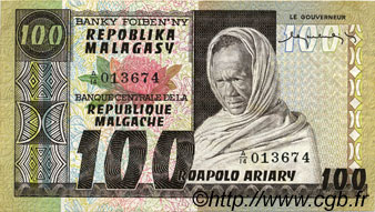 100 Francs - 20 Ariary MADAGASCAR  1974 P.063a pr.SUP