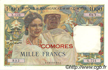 1000 Francs COMORES  1963 P.05b pr.SPL