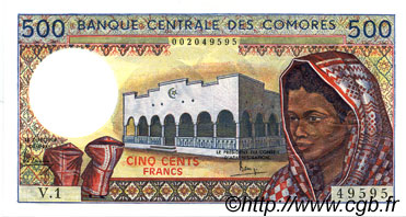 500 Francs COMORES  1986 P.10a pr.NEUF