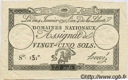25 Sols FRANCE  1792 Laf.150 SPL