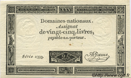 25 Livres FRANCE  1793 Laf.168 SUP+