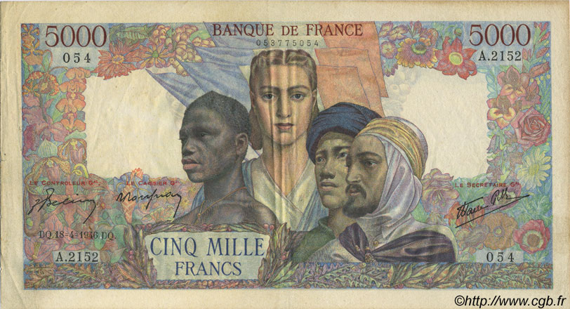 5000 Francs EMPIRE FRANÇAIS FRANCE  1946 F.47.52 TTB