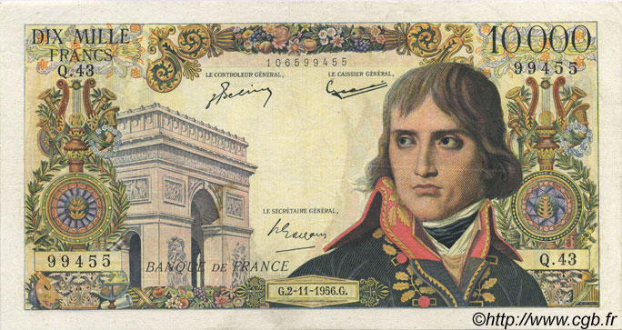 10000 Francs BONAPARTE FRANCE  1956 F.51.05 TB+ à TTB