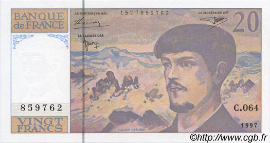 20 Francs DEBUSSY modifié FRANCE  1997 F.66ter.02-64 NEUF