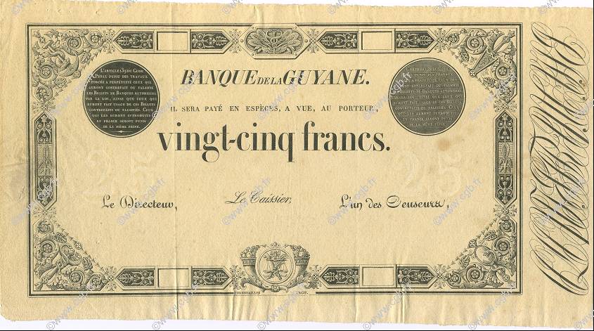 25 Francs GUYANE  1890 P.-- TTB+