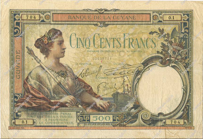 500 Francs GUYANE  1927 P.09 TTB