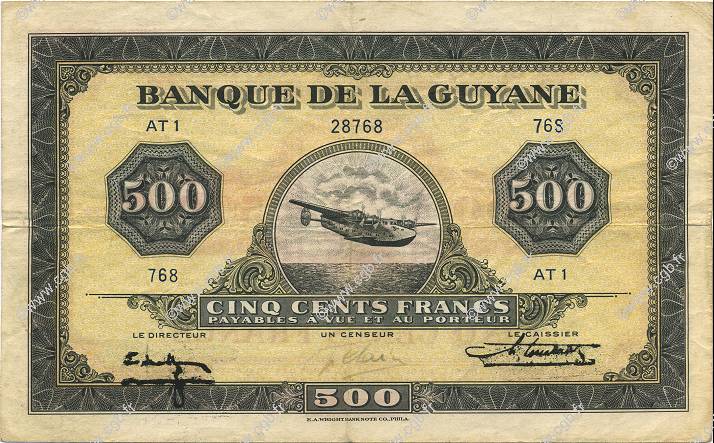 500 Francs GUYANE  1945 P.14b TTB+