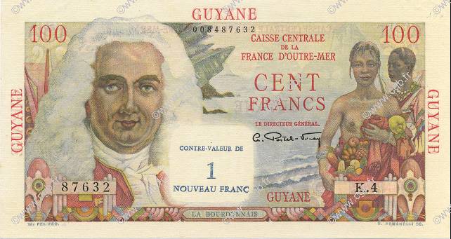 1 NF sur 100 Francs La Bourdonnais GUYANE  1961 P.29 NEUF