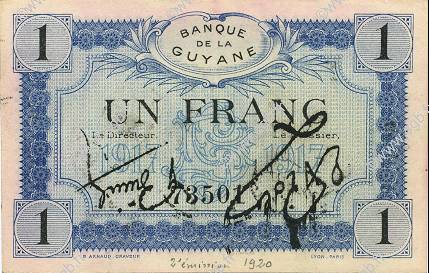1 Franc GUYANE  1917 P.05 pr.NEUF