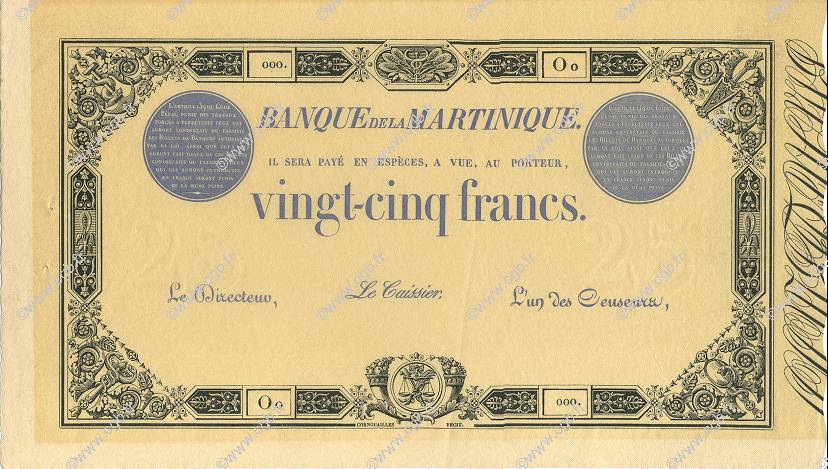 25 Francs MARTINIQUE  1899 P.07a AU