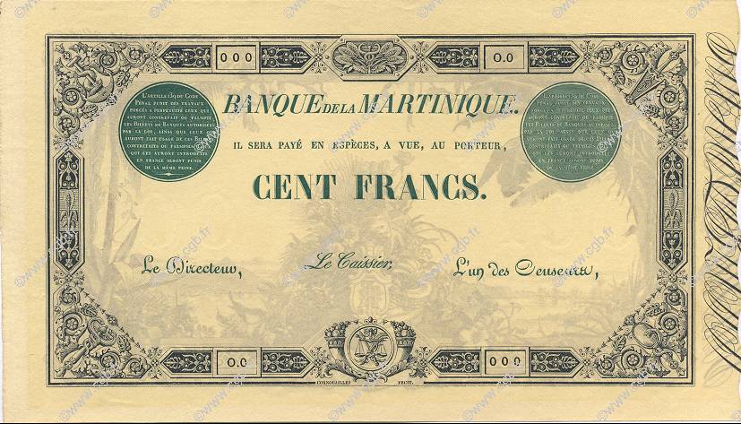 100 Francs MARTINIQUE  1910 P.08 pr.NEUF