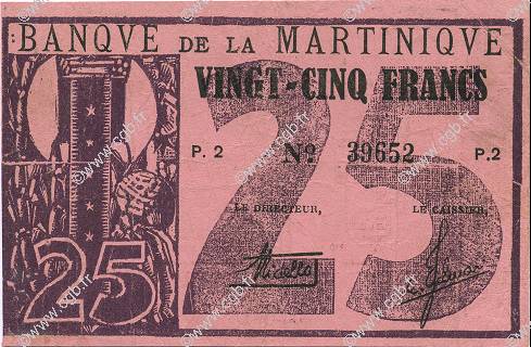 25 Francs MARTINIQUE  1941 P.18 TTB