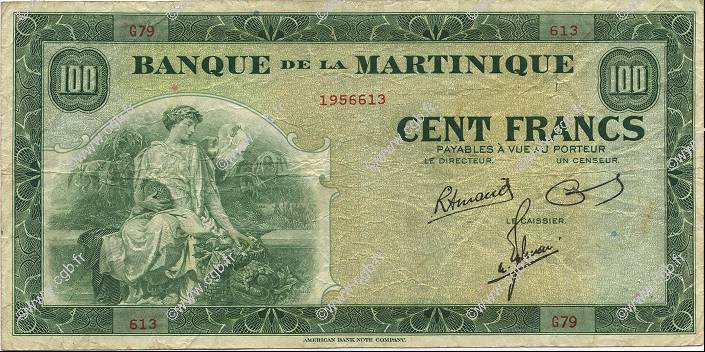 100 Francs MARTINIQUE  1945 P.19a BB
