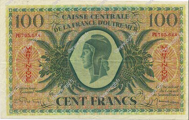 100 Francs MARTINIQUE  1946 P.25 XF