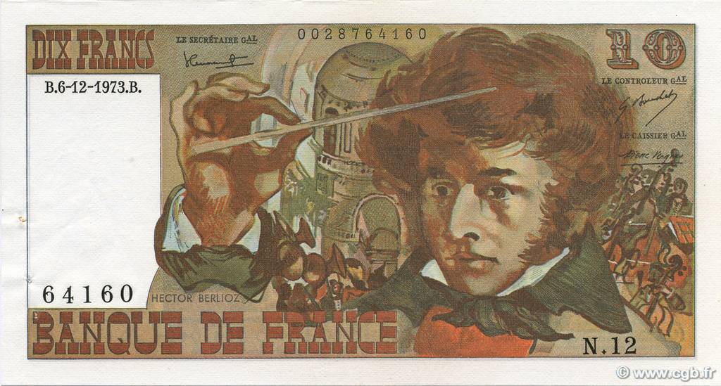 10 Francs BERLIOZ FRANCE  1973 F.63.02 SUP+