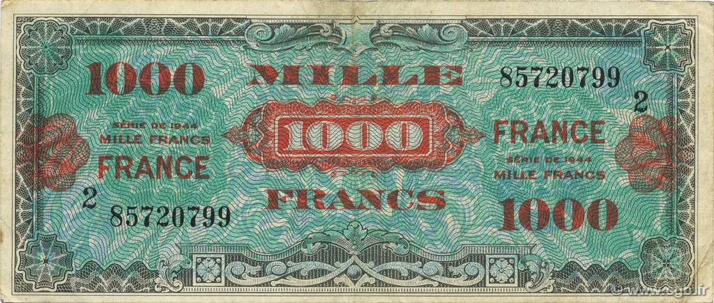 1000 Francs FRANCE FRANCE  1944 VF.27.02 TTB+
