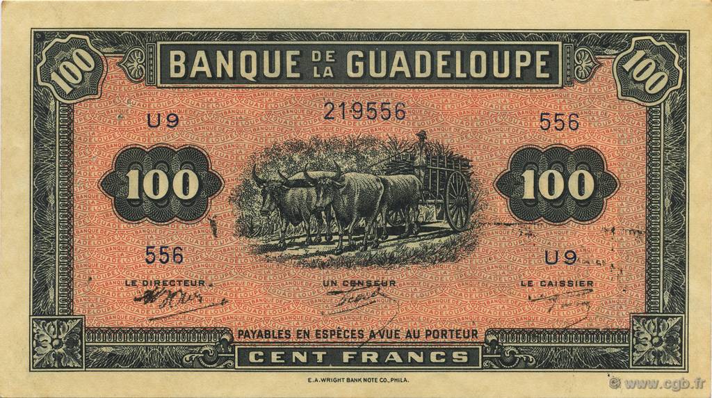 100 Francs GUADELOUPE  1945 P.23b XF