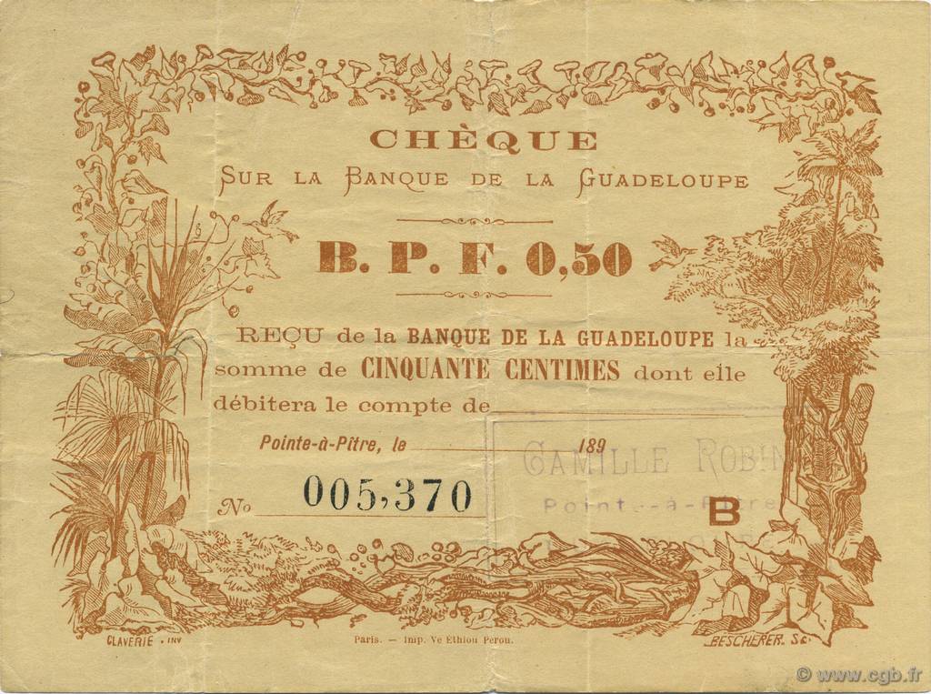 50 Centimes GUADELOUPE  1890 P.20B TTB