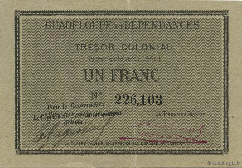 1 Franc GUADELOUPE  1884 P.01A pr.SPL
