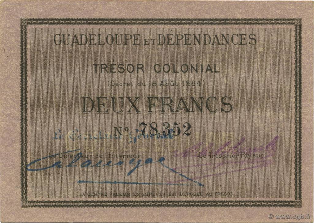2 Francs GUADELOUPE  1884 P.03a AU