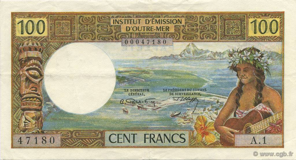 100 Francs TAHITI  1969 P.23 fVZ